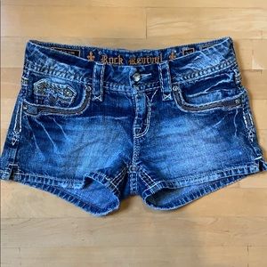 Rock Revival Jayna Destructed Jean Shorts Size 27